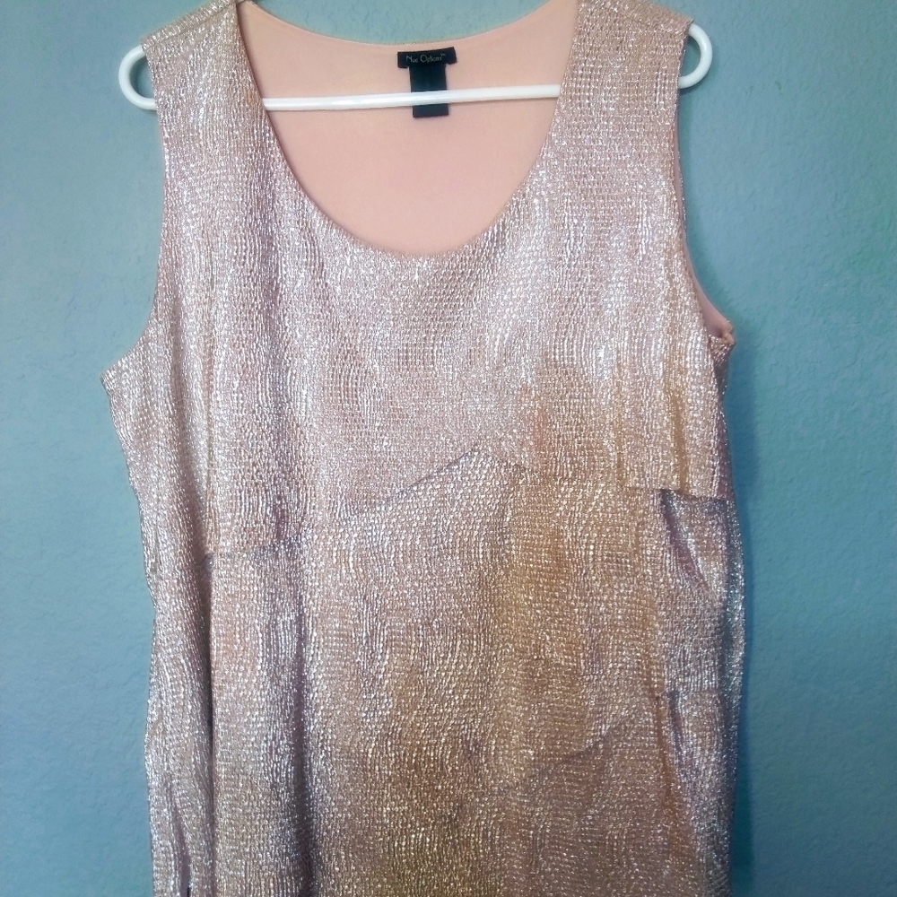 Pink & Metallic Sleeveless Blouse, XL